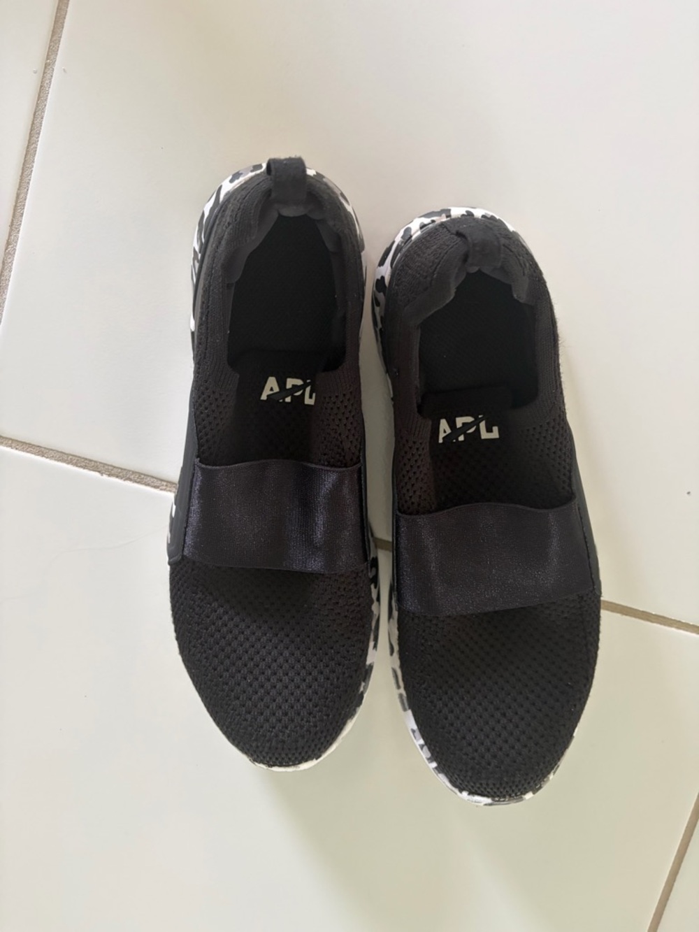 APL Black Slip-On Sneakers with White Leopard Trim